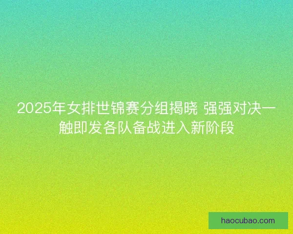 2025年女排世锦赛分组揭晓 强强对决一触即发各队备战进入新阶段