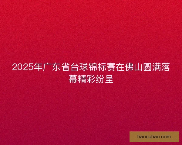 2025年广东省台球锦标赛在佛山圆满落幕精彩纷呈