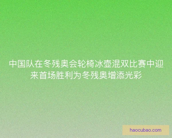 中国队在冬残奥会轮椅冰壶混双比赛中迎来首场胜利为冬残奥增添光彩