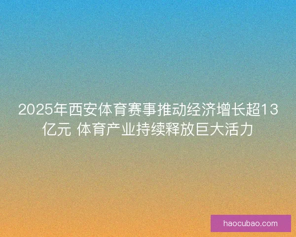 2025年西安体育赛事推动经济增长超13亿元 体育产业持续释放巨大活力