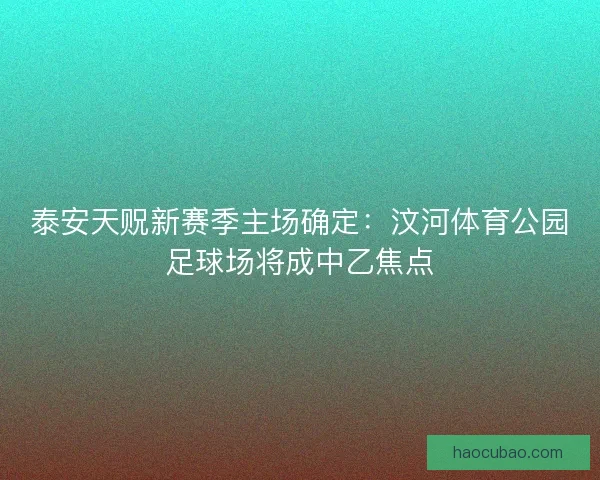 泰安天贶新赛季主场确定：汶河体育公园足球场将成中乙焦点