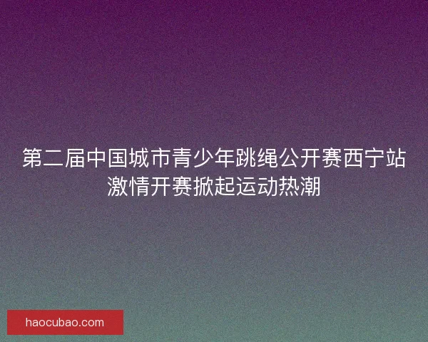 第二届中国城市青少年跳绳公开赛西宁站激情开赛掀起运动热潮